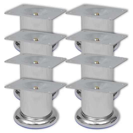 vidaXL Round Sofa Legs 8 pcs Chrome 60 mm