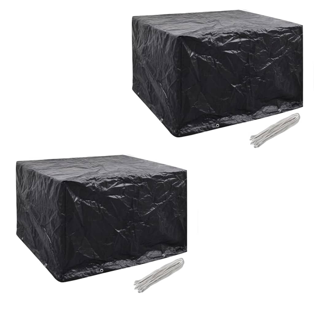 279119 vidaXL Garden Furniture Covers 2 pcs 4 Person Poly Rattan Set 8 Eyelets 113x113cm(2x41637)