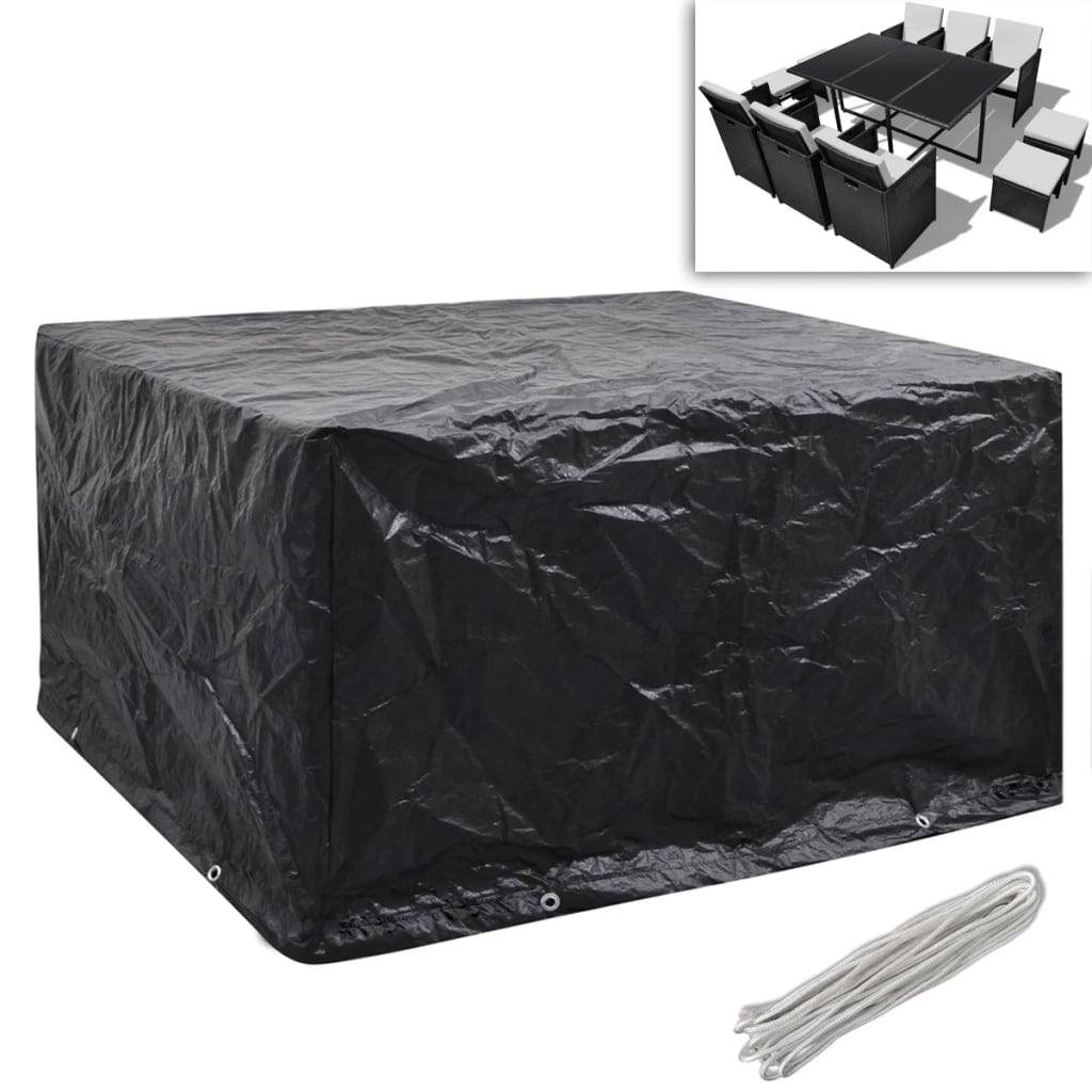 279120 vidaXL Garden Furniture Covers 2 pcs 6 Person Poly Rattan Set 8 Eyelets 172x113cm(2x41638)