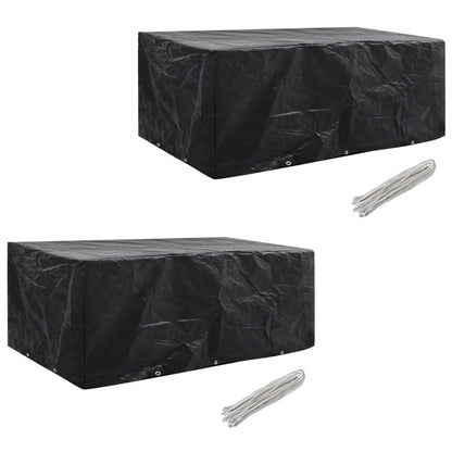 279121 vidaXL Garden Furniture Covers 2 pcs 8 Person Poly Rattan Set 10 Eyelets 229x113cm(2x41639)