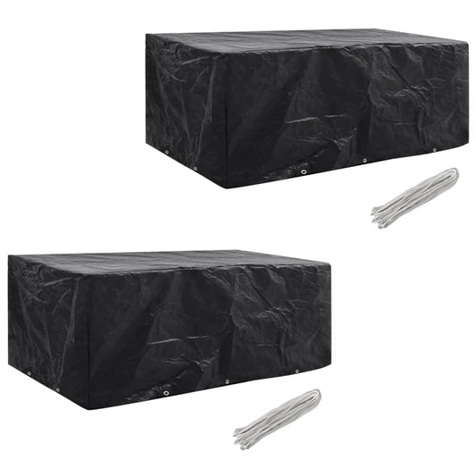 279121 vidaXL Garden Furniture Covers 2 pcs 8 Person Poly Rattan Set 10 Eyelets 229x113cm(2x41639)