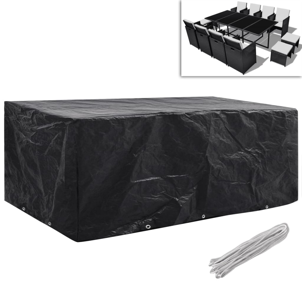 279121 vidaXL Garden Furniture Covers 2 pcs 8 Person Poly Rattan Set 10 Eyelets 229x113cm(2x41639)