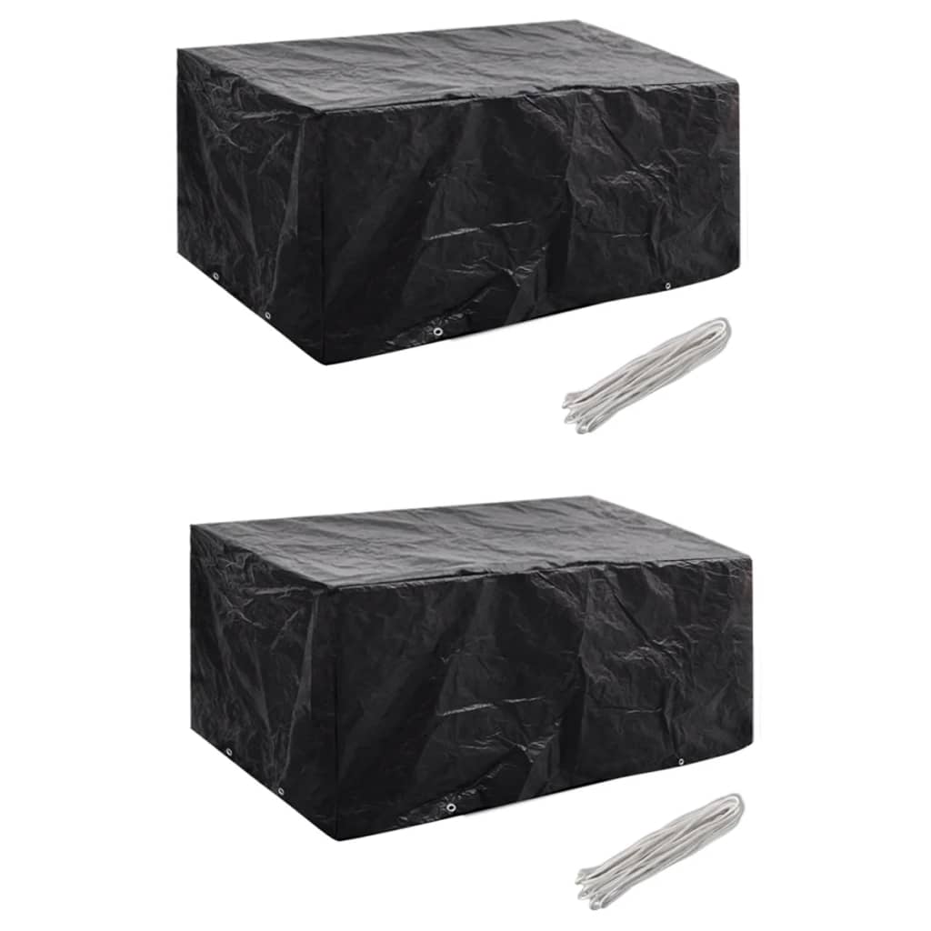 279122 vidaXL Garden Furniture Covers 2 pcs 4 Person Poly Rattan Set 8 Eyelets 180x140cm(2x41640)