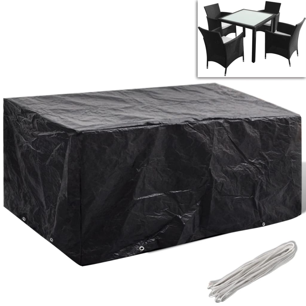 279122 vidaXL Garden Furniture Covers 2 pcs 4 Person Poly Rattan Set 8 Eyelets 180x140cm(2x41640)