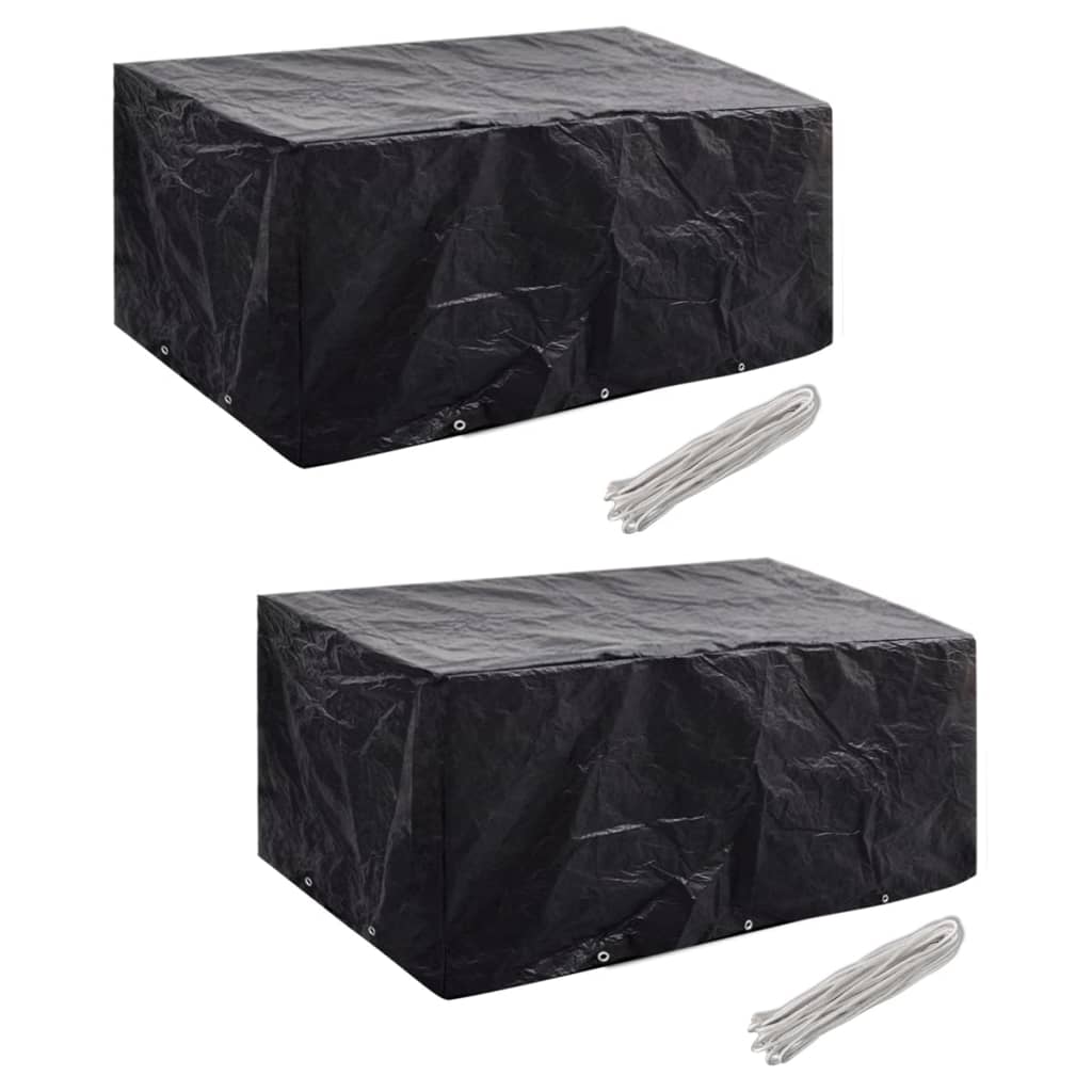 279123 vidaXL Garden Furniture Covers 2 pcs 6 Person Poly Rattan Set 10 Eyelets 240x140cm(2x41641)