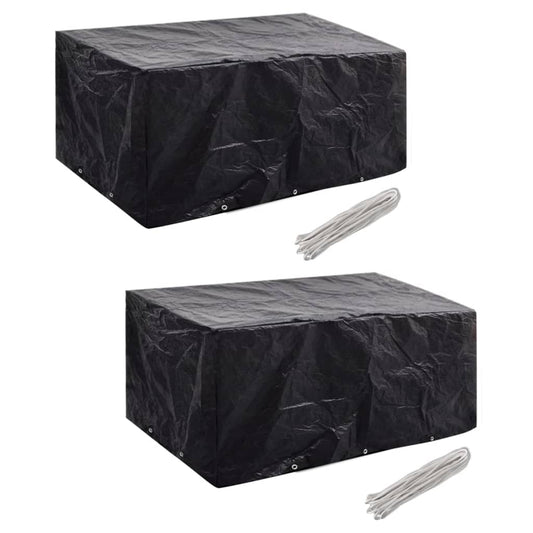 279123 vidaXL Garden Furniture Covers 2 pcs 6 Person Poly Rattan Set 10 Eyelets 240x140cm(2x41641)