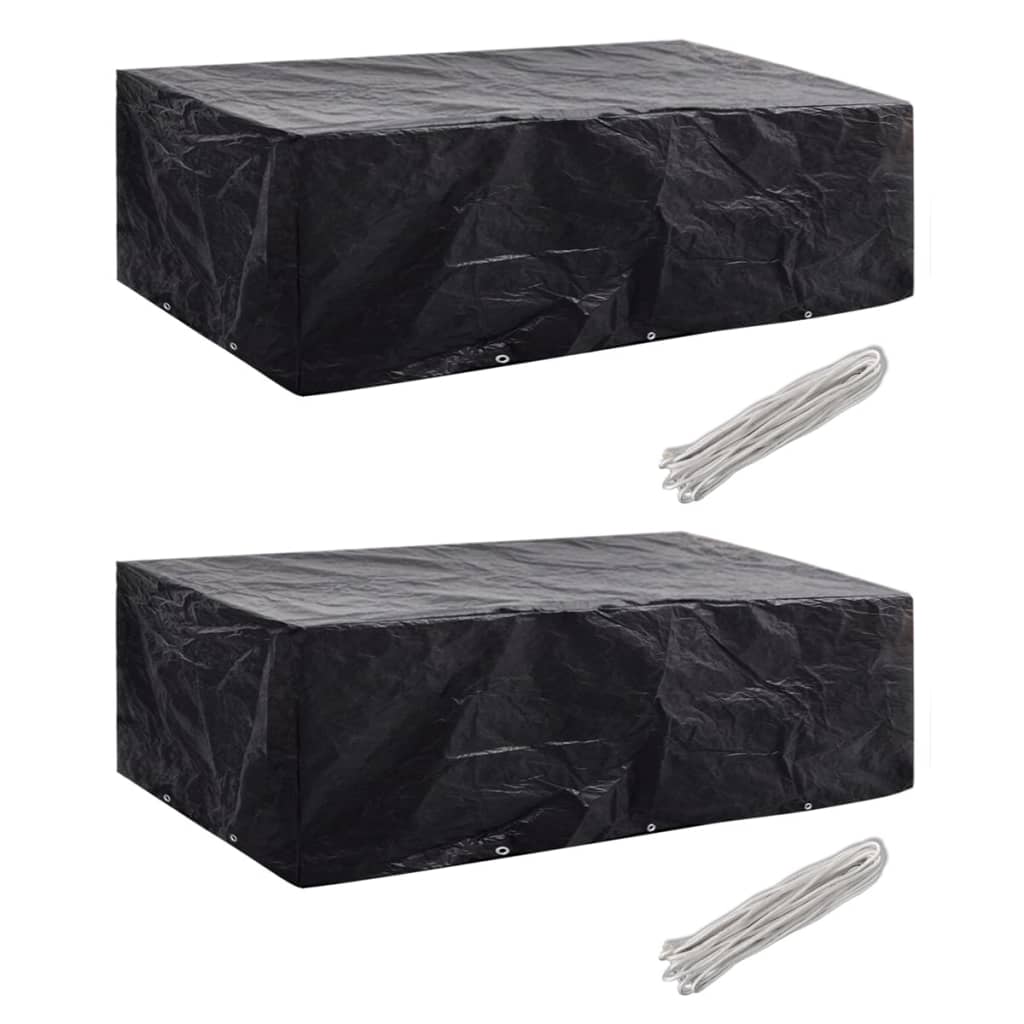 279124 vidaXL Garden Furniture Covers 2 pcs 8 Person Poly Rattan Set 10 Eyelets 300x140 cm(2x41642)