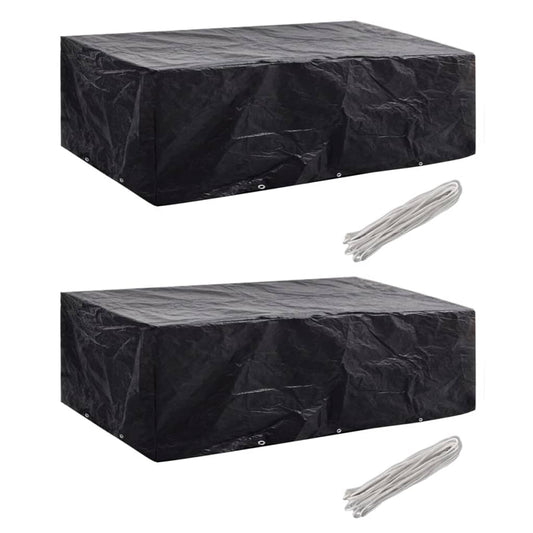 279124 vidaXL Garden Furniture Covers 2 pcs 8 Person Poly Rattan Set 10 Eyelets 300x140 cm(2x41642)