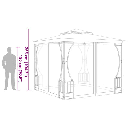 vidaXL Gazebo with Nets 300x300x265 cm Cream