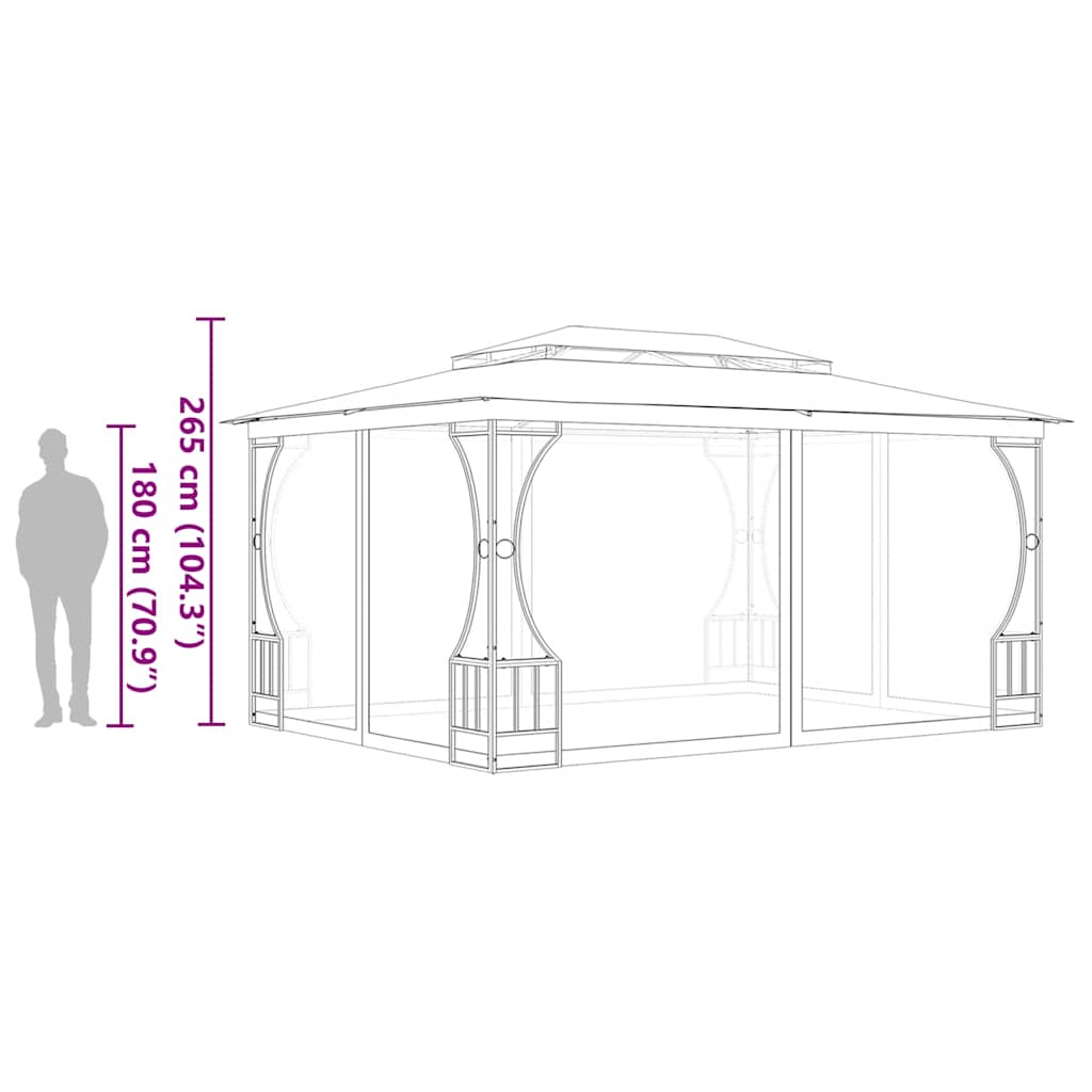 vidaXL Gazebo with Nets 300x400x265 cm Anthracite