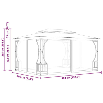 vidaXL Gazebo with Nets 300x400x265 cm Anthracite