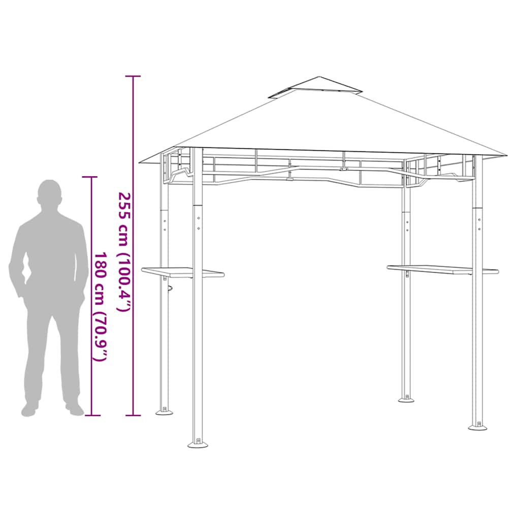 vidaXL BBQ Gazebo 240x150x255 cm Anthracite Steel