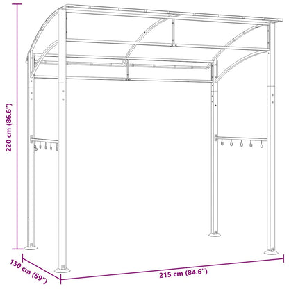 vidaXL BBQ Gazebo 215x150x220 cm Anthracite Steel