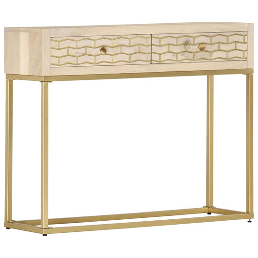 286505 vidaXL Console Table Gold 90x30x75 cm Solid Mango Wood