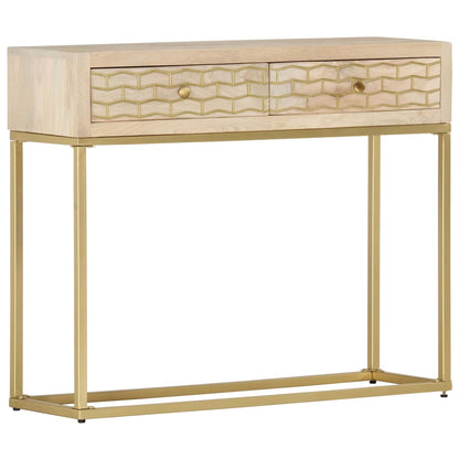 vidaXL Console Table Gold 90x30x75 cm Solid Mango Wood