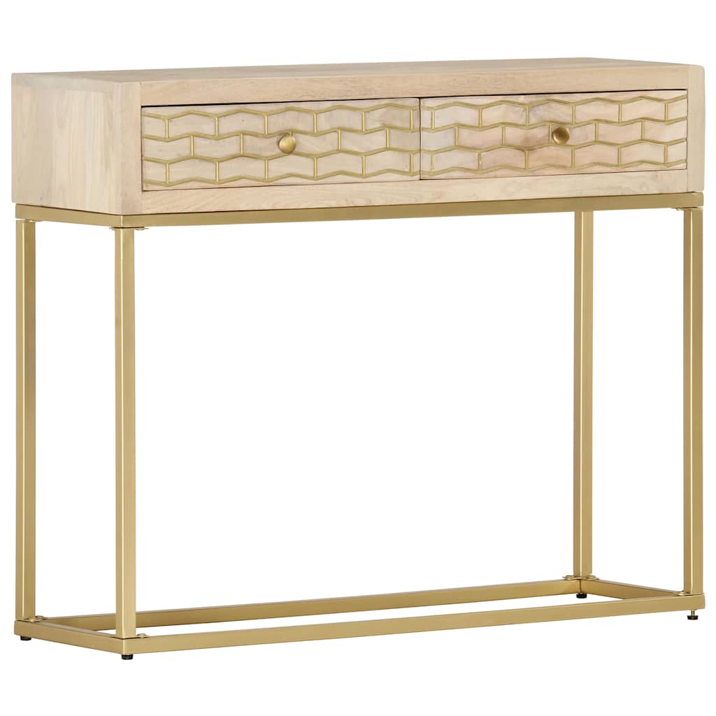 286505 vidaXL Console Table Gold 90x30x75 cm Solid Mango Wood