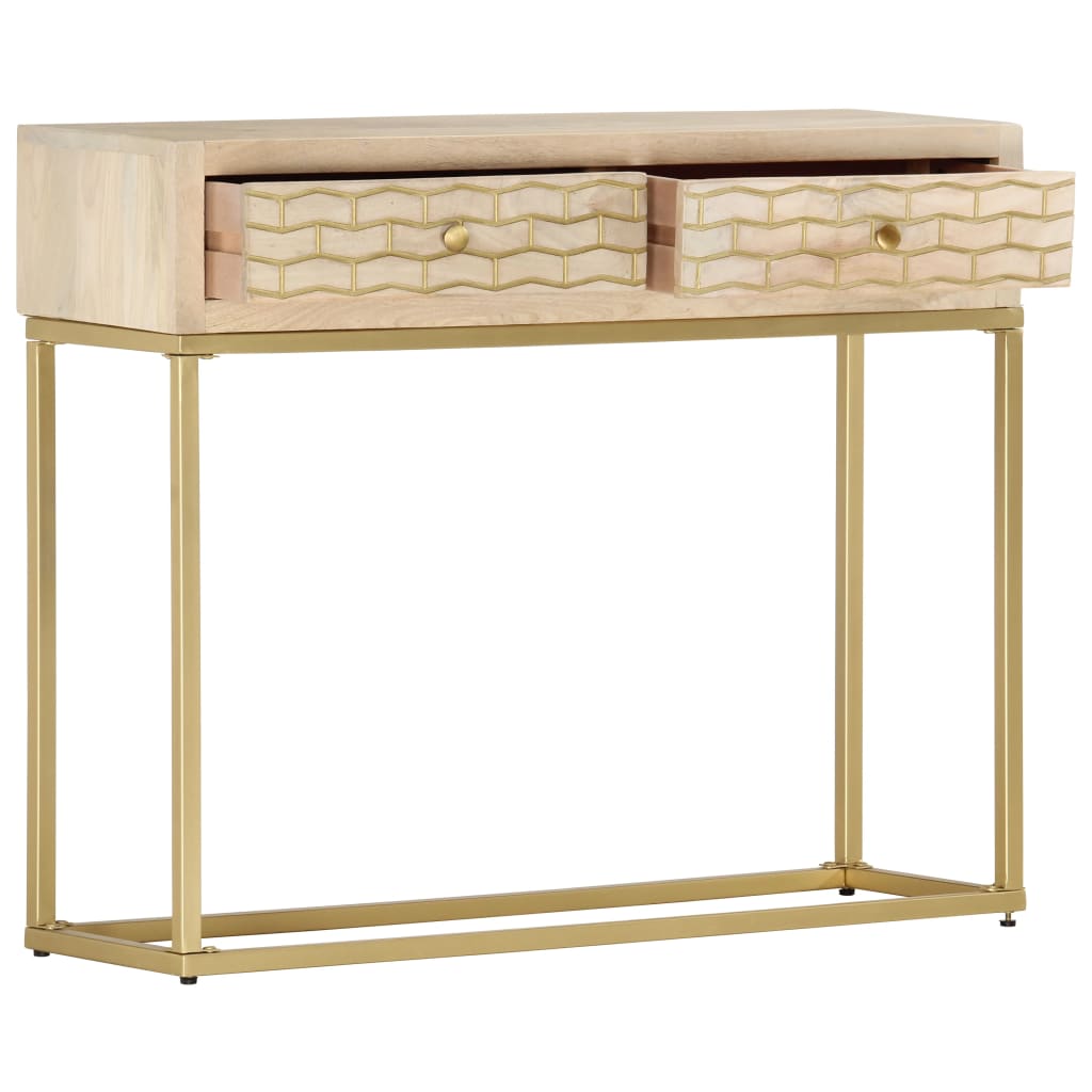 286505 vidaXL Console Table Gold 90x30x75 cm Solid Mango Wood