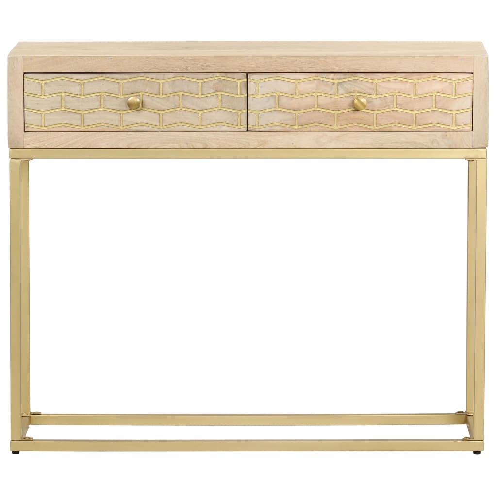 vidaXL Console Table Gold 90x30x75 cm Solid Mango Wood