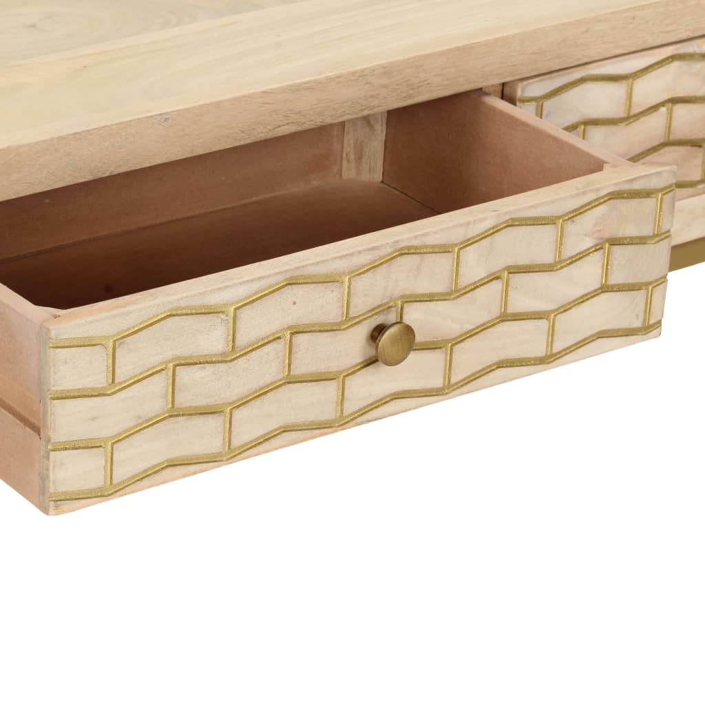 286505 vidaXL Console Table Gold 90x30x75 cm Solid Mango Wood