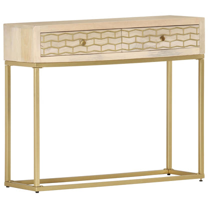 vidaXL Console Table Gold 90x30x75 cm Solid Mango Wood