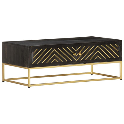 vidaXL Coffee Table Black and Gold 90x50x35 cm Solid Mango Wood