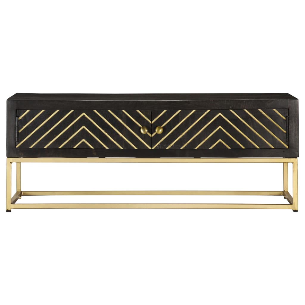 vidaXL Coffee Table Black and Gold 90x50x35 cm Solid Mango Wood