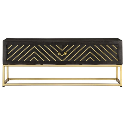 vidaXL Coffee Table Black and Gold 90x50x35 cm Solid Mango Wood