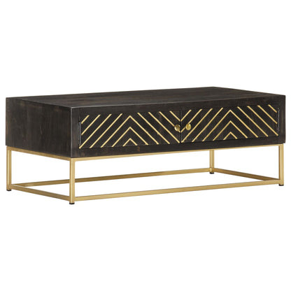 vidaXL Coffee Table Black and Gold 90x50x35 cm Solid Mango Wood