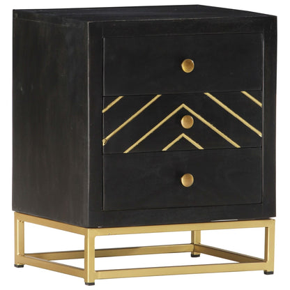 vidaXL Bedside Cabinet | Black and Gold | Solid mango wood, powder-coated steel