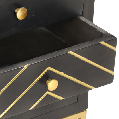 vidaXL Bedside Cabinet | Black and Gold | Solid mango wood, powder-coated steel