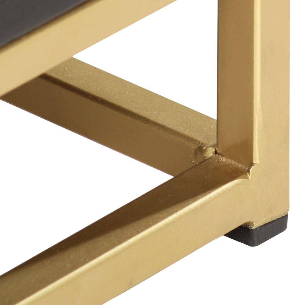 vidaXL Bedside Cabinet | Black and Gold | Solid mango wood, powder-coated steel