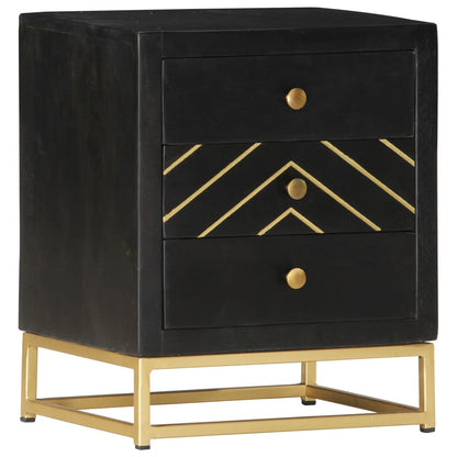vidaXL Bedside Cabinet | Black and Gold | Solid mango wood, powder-coated steel