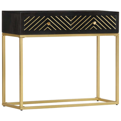 286518 vidaXL Console Table Black and Gold 90x30x75 cm Solid Mango Wood