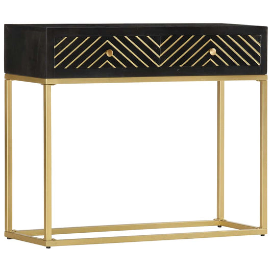 286518 vidaXL Console Table Black and Gold 90x30x75 cm Solid Mango Wood