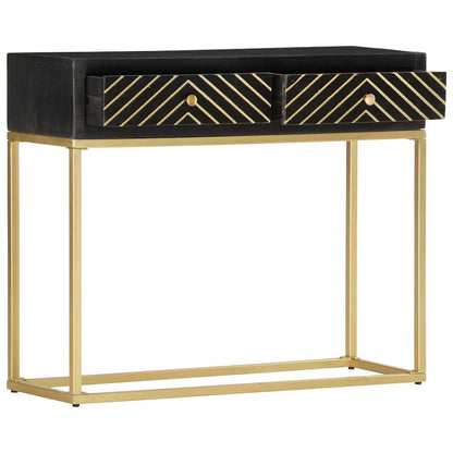 286518 vidaXL Console Table Black and Gold 90x30x75 cm Solid Mango Wood