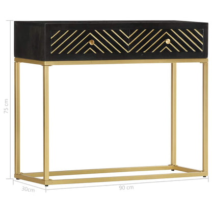 286518 vidaXL Console Table Black and Gold 90x30x75 cm Solid Mango Wood