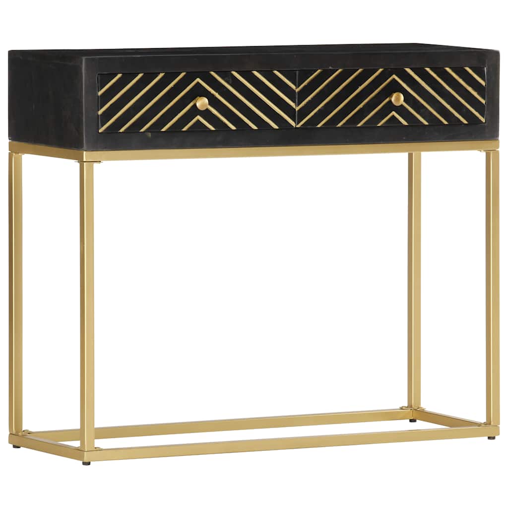 286518 vidaXL Console Table Black and Gold 90x30x75 cm Solid Mango Wood