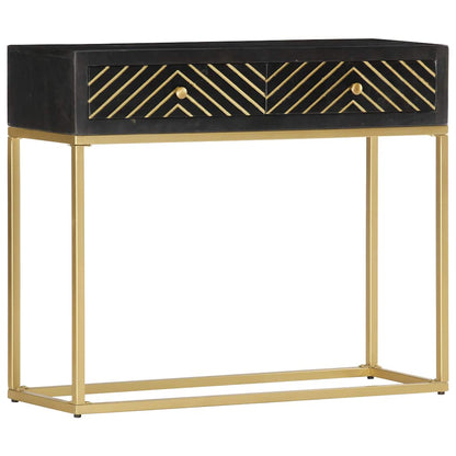 286518 vidaXL Console Table Black and Gold 90x30x75 cm Solid Mango Wood