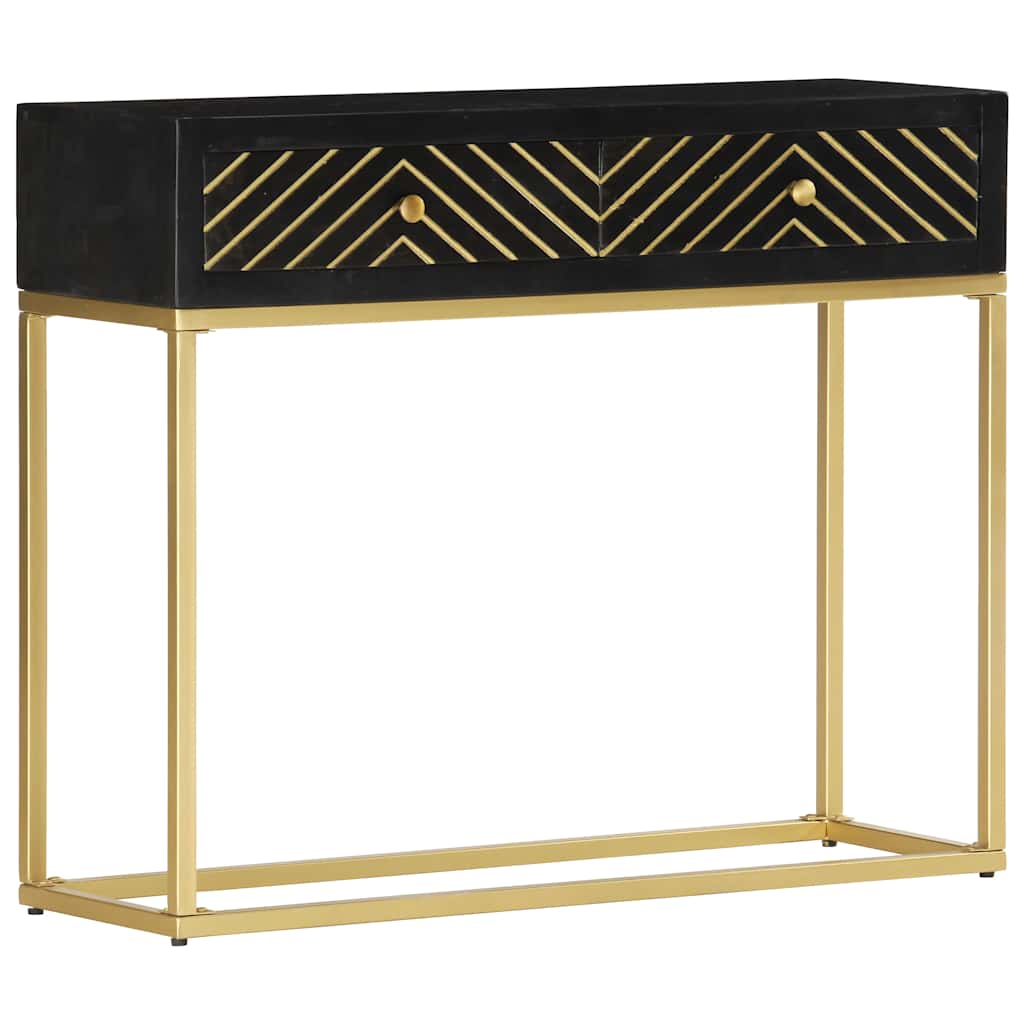 286518 vidaXL Console Table Black and Gold 90x30x75 cm Solid Mango Wood