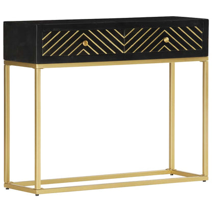 286518 vidaXL Console Table Black and Gold 90x30x75 cm Solid Mango Wood
