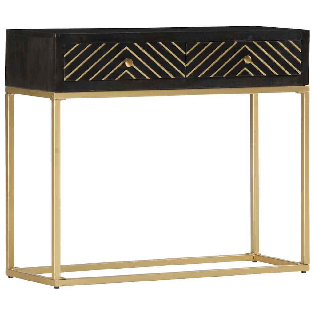 286518 vidaXL Console Table Black and Gold 90x30x75 cm Solid Mango Wood