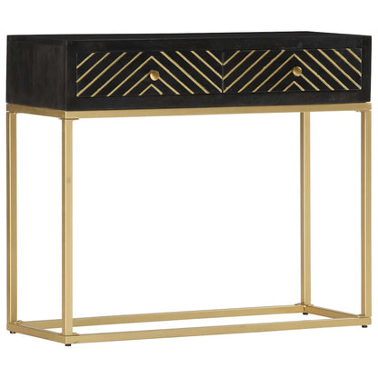 286518 vidaXL Console Table Black and Gold 90x30x75 cm Solid Mango Wood