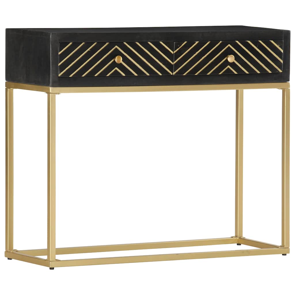 286518 vidaXL Console Table Black and Gold 90x30x75 cm Solid Mango Wood
