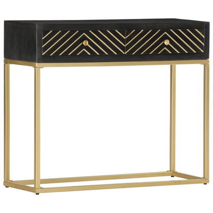 286518 vidaXL Console Table Black and Gold 90x30x75 cm Solid Mango Wood