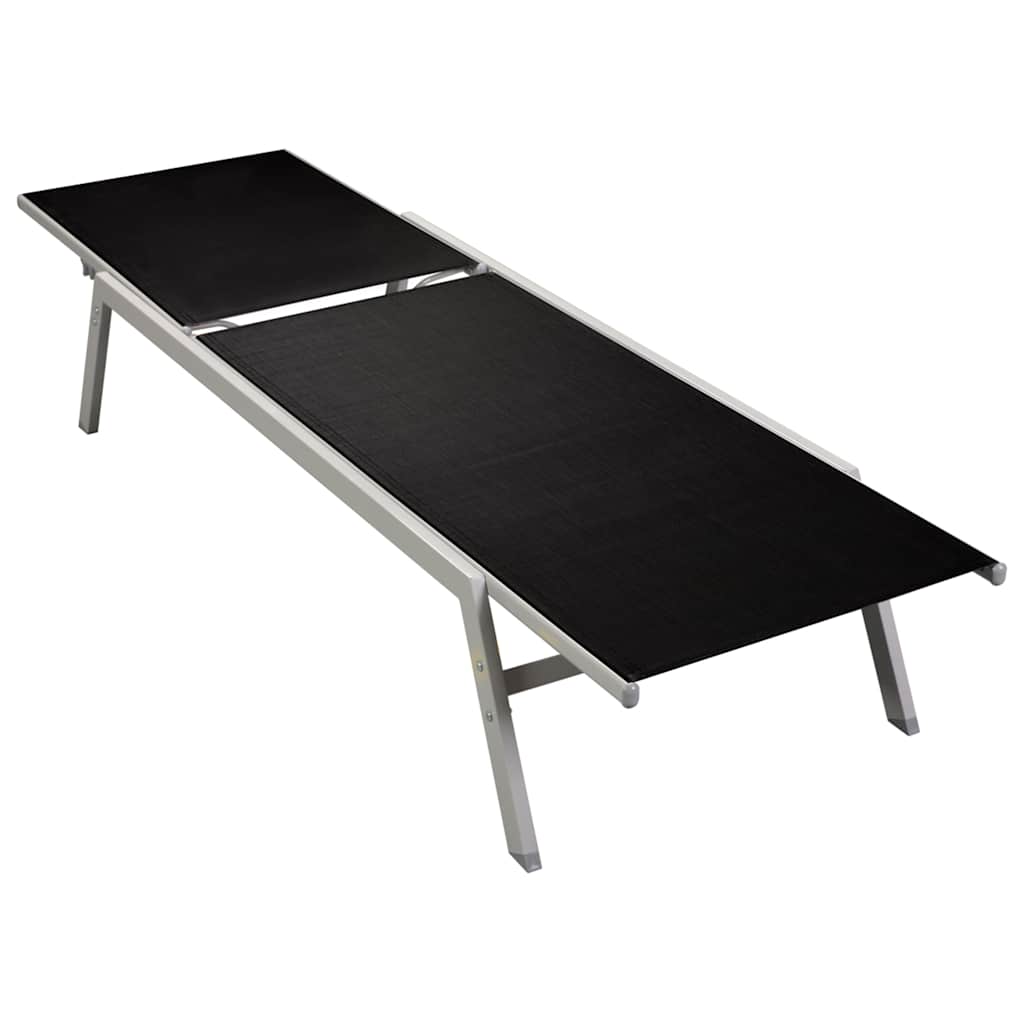vidaXL Sun Lounger | Black and Silver | Steel and Textilene | Standard