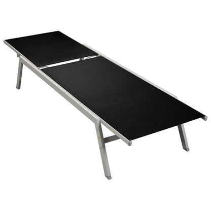 vidaXL Sun Lounger | Black and Silver | Steel and Textilene | Standard