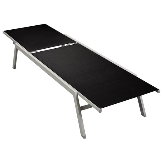 vidaXL Sun Lounger | Black and Silver | Steel and Textilene | Standard