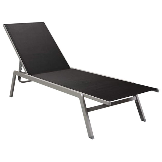 vidaXL Sun Lounger | Black and Silver | Steel and Textilene | Standard