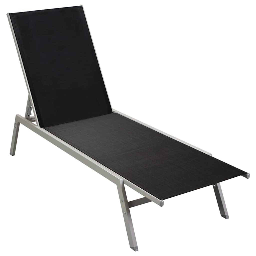 vidaXL Sun Lounger | Black and Silver | Steel and Textilene | Standard