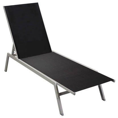 vidaXL Sun Lounger | Black and Silver | Steel and Textilene | Standard